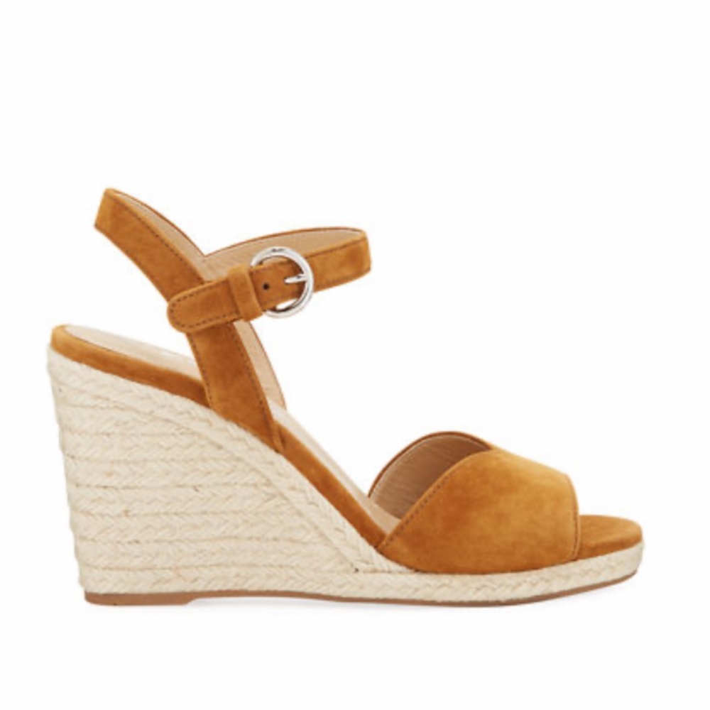 PRADA SUEDE ESPADRILLE WEDGE SANDALS IN BEIGE SIZE EU38